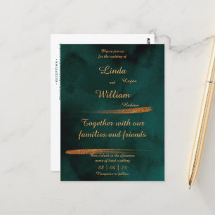 Cartão Postal Nuptura Floral Vestido Mar Escuro Aquarela