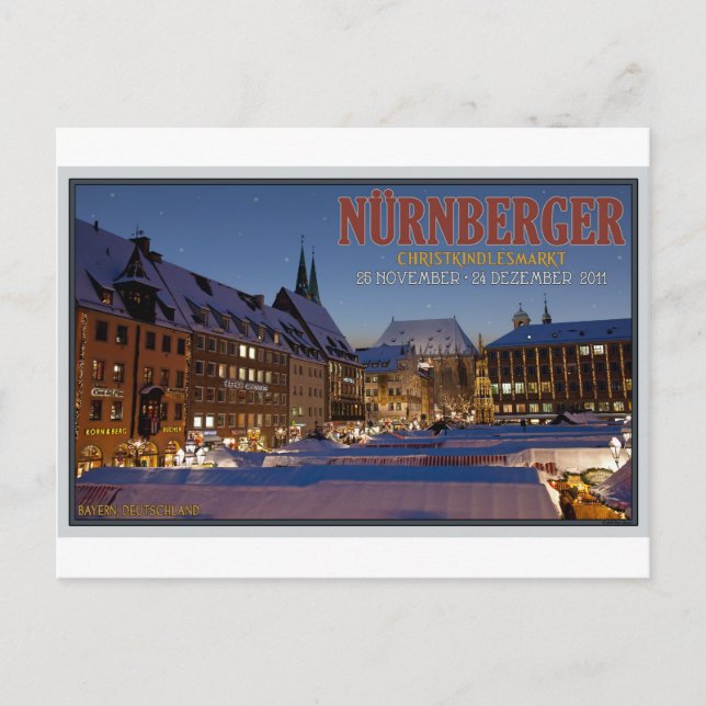 Cartão Postal Nürnberg Christkindlesmarkt à noite (Frente)