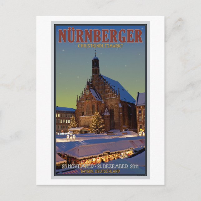 Cartão Postal Nürnberg Frauenkirche e Christkindlmarkt (Frente)