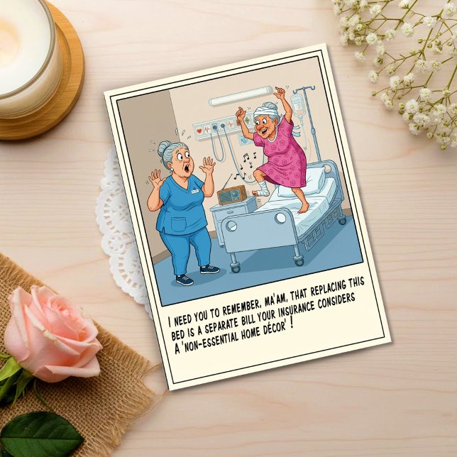 Cartão Postal Nurse With Elderly Patient Dancing Get Well (Criador carregado)
