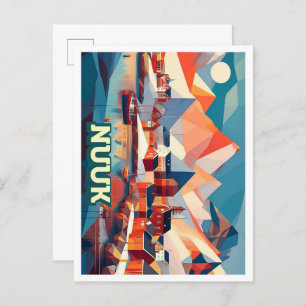 Cartão Postal Nuuk Groenlândia Viagem artística colorida