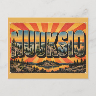 Cartão Postal Nuuksio Rocky Lakes Pines Vintage Travel Art