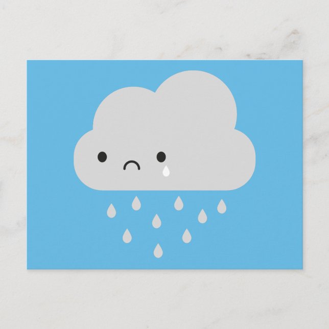 Cartão Postal Nuvem de Chuva Triste Kawaii (Frente)