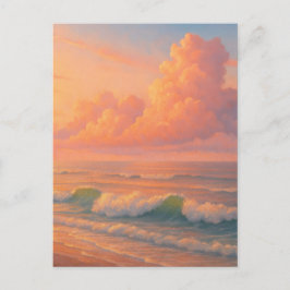 Cartão Postal Nuvem do Mar do Pôr do Sol - Estilo de Pintura Pas