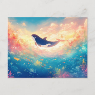 Cartão Postal Nuvem do pôr do sol do oceano da orca majestosa
