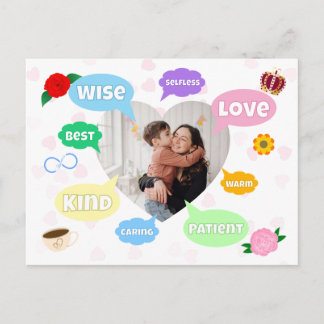 Cartão Postal Nuvens de Palavras de Dia das Mães Melhor Mãe