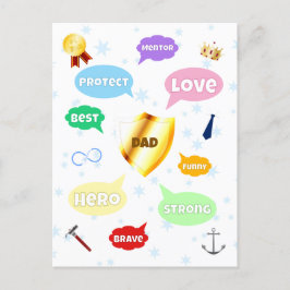 Cartão Postal Nuvens de Palavras do Dia dos Pais Melhor Pai Coro