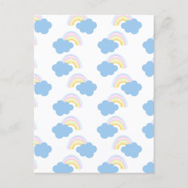 Cartão Postal Nuvens de Verão Arco-íris Rabisco Pastel Doodle