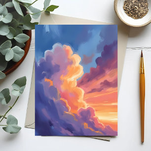 Cartão Postal Nuvens do Pôr do Sol   Pintura Colorida do Céu em 
