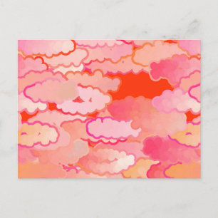 Cartão Postal Nuvens Japonesas, Pôr do Sol, Coral, Fuchsia, Rosa