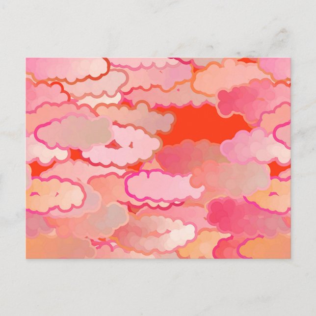 Cartão Postal Nuvens Japonesas, Sunset, Coral, Fuchsia, Rosa (Frente)