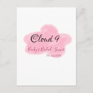 Cartão Postal Nuvens nove rosa pastel chá de noiva data nome