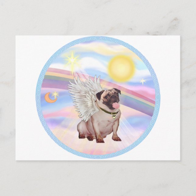 Cartão Postal Nuvens - Pug Anjo (#2) (Frente)