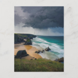 Cartão Postal Nuvens reais de tempestade sobre o mar azul lacrim