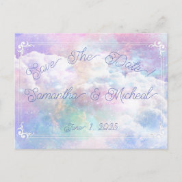 Cartão Postal Nuvens Sonhadoras e Estrelas Casamento Save The Da
