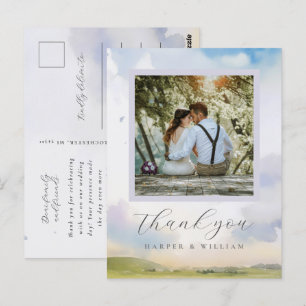Cartão Postal nuvens sonhadoras em aquarela foto de casamento ob