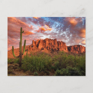 Cartão Postal Nuvens Sunset de Montanha Saguaro Cactus