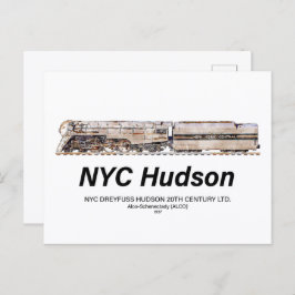 Cartão Postal NYC Dreyfuss Hudson Steam Locomotive. Profile