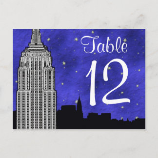 Cartão Postal NYC ESB Skyline Silhouette Blu2 - Número da Tabela