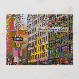 Cartão Postal NYC Psicodélico: Union Square Building, Rua Sinal