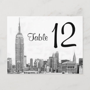 Cartão Postal NYC Skyline Etch 01 Número da Tabela