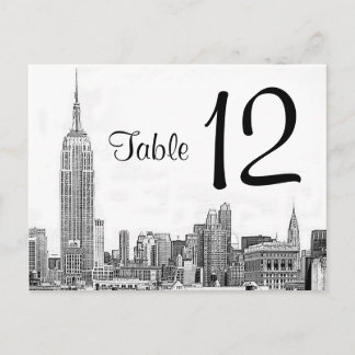 Cartão Postal NYC Skyline Etch 01 Número da Tabela
