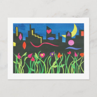 Cartão Postal NYC Verde à Noite