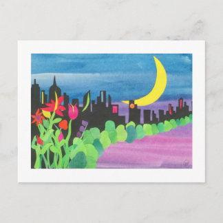 Cartão Postal NYC Verde na Noite II 07-09