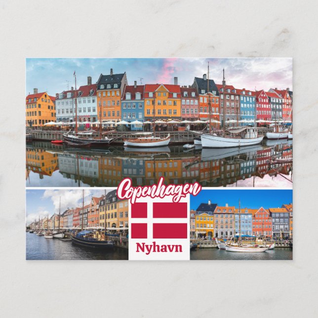 Cartão Postal Nyhavn Copenhagen Dinamarca (Frente)