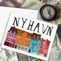 NYHAVN Copenhagen Watercolor Art Viagem