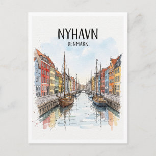 Cartão Postal Nyhavn Copenhague Dinamarca