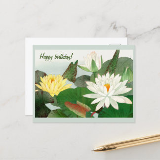 Cartão Postal Nymphaea lotus , Feliz Aniversário