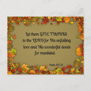Cartão Postal O 107:31 do salmo deixou-os dar obrigados ao