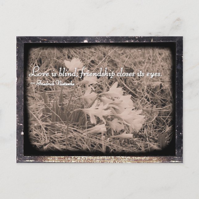 Cartão Postal O amor é cego, a amizade fecha os olhos (Frente)
