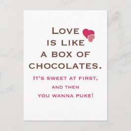 Cartão Postal O amor é como uma caixa de chocolates