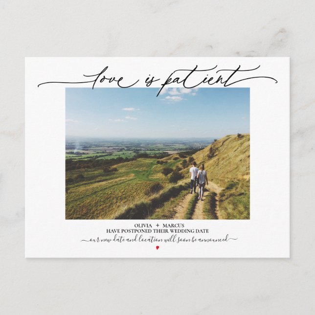 Cartão Postal O amor é o adiamento do casamento do paciente (Frente)