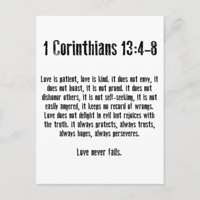 Cartão Postal O amor é paciente (Frente)