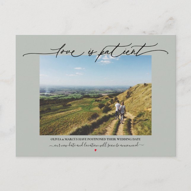 Cartão Postal O Amor é Paciente Atraso de Noivado Sábio (Frente)