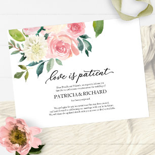 Cartão Postal O Amor é Paciente Blush Floral Adiamento de Casame
