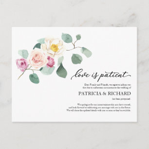 Cartão Postal O Amor é Paciente Eucalipto Adiamento do Casamento