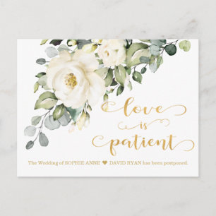 Cartão Postal O Amor É Patiente Casamento Floral Branco Adiado