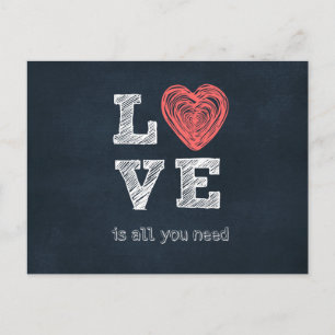 Cartão Postal O amor é tudo o que você precisa de citação