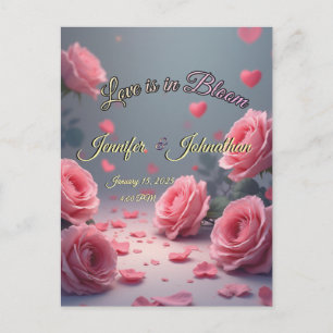 Cartão Postal O amor está em flor Rosas Rosa Salve a Data Casame