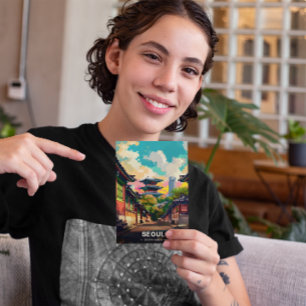 Cartão Postal O Antigo Charme de Seul sob um Céu Vivo