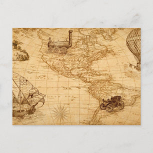 Cartão Postal O antigo mapa dos estados unidos