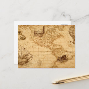 Cartão Postal O antigo mapa dos estados unidos