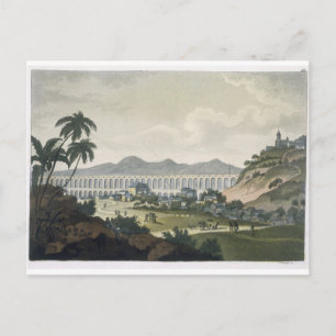 Cartão Postal O aqueduto do Rio de Janeiro (gravura a cores)