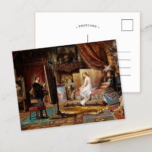 Cartão Postal O artista e seu modelo   Carl Schweninger Jr.