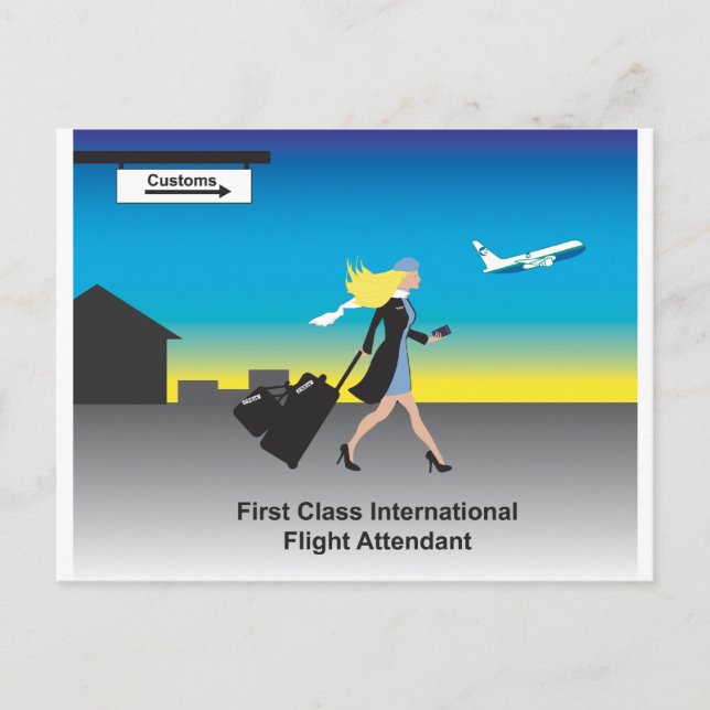 Cartão Postal ø Assistente de voo internacional da classe (Frente)