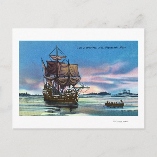 Cartão Postal O Aterrissagem de Mayflower em 1620 (Frente)